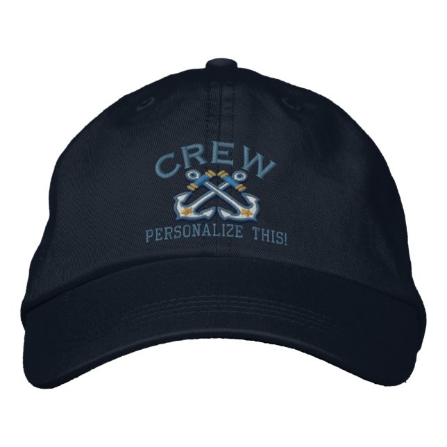 Personalise This Name Location Crew Nautical Embroidered Hat (Front)