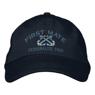 Personalise This Name Location First Mate Nautical Embroidered Hat