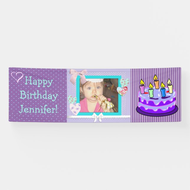 Personalise this Purple Birthday Girl Banner (Horizontal)