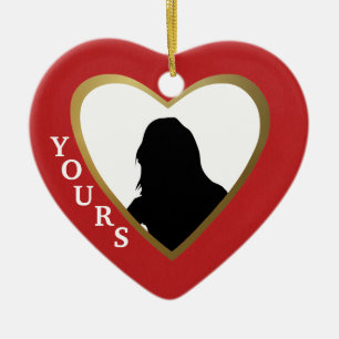 Personalise this Red Love Heart: Yours Ceramic Ornament