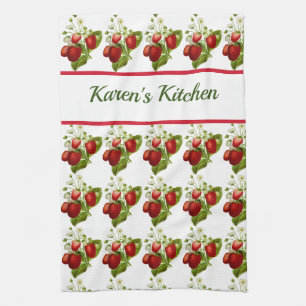 Personalise this Strawberry Pattern Kitchen Tea Towel