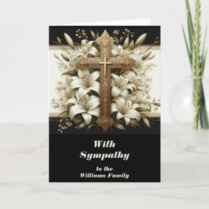 Personalise this Sympathy Card with Cross & Lilies