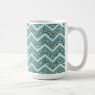 Personalise this Teal Glitter ZigZag Coffee Mug