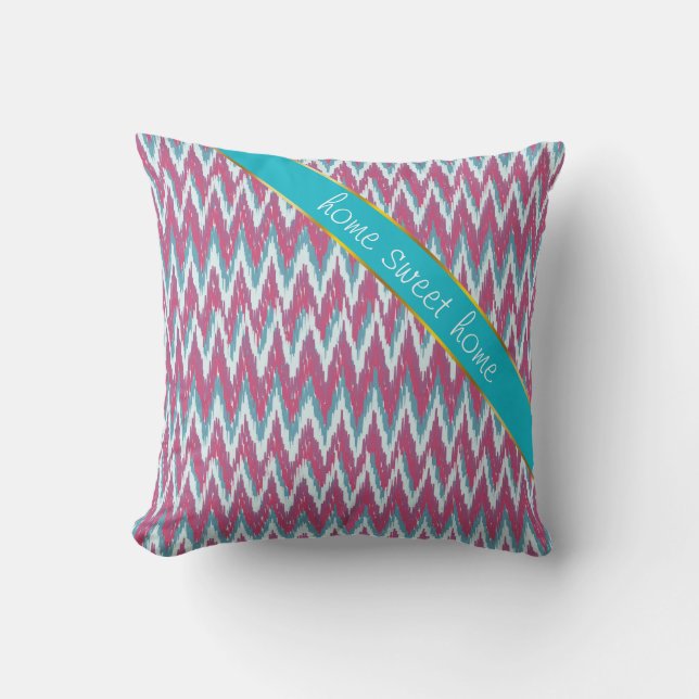 Personalise this Teal Glitter ZigZag  - Customised Cushion (Front)