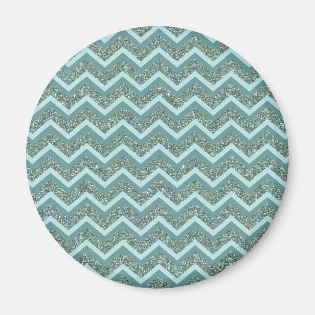 Personalise this Teal Glitter ZigZag Magnet (Front)