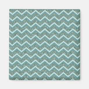Personalise this Teal Glitter ZigZag Magnet