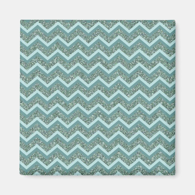 Personalise this Teal Glitter ZigZag Magnet (Front)