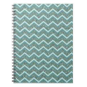 Personalise this Teal Glitter ZigZag Notebook