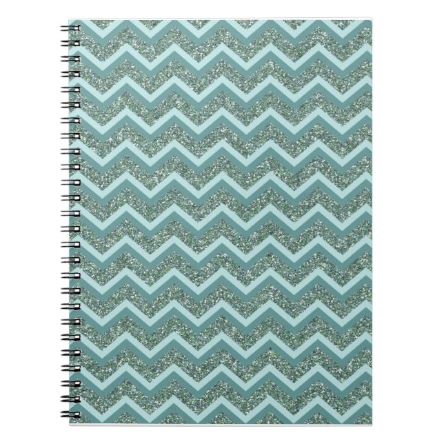Personalise this Teal Glitter ZigZag Notebook (Front)