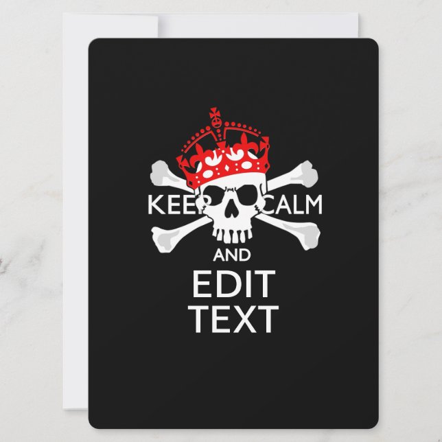Personalise this Text Keep Calm Crossbones Skull (Front)