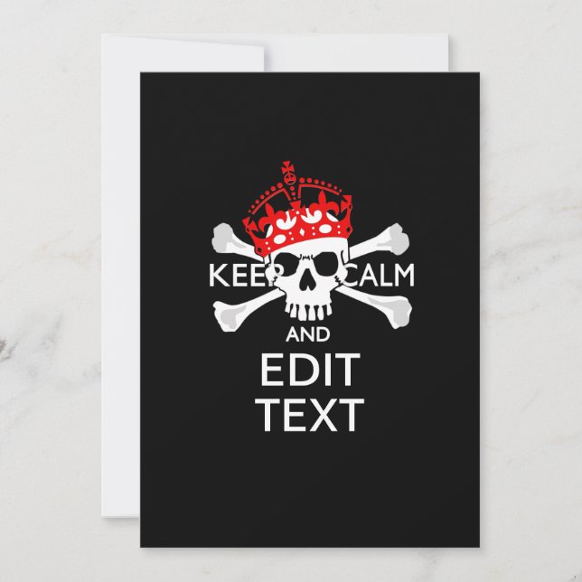 Personalise this Text Keep Calm Crossbones Skull (Front)