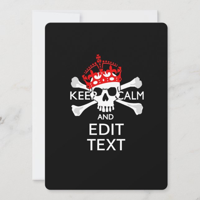 Personalise this Text Keep Calm Crossbones Skull (Front)