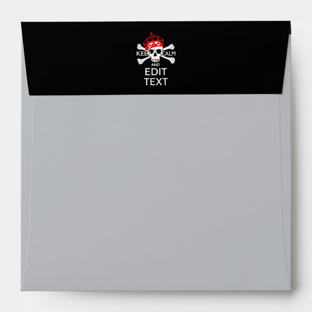 Personalise this Text Keep Calm Crossbones Skull Envelope (Back (Top Flap))
