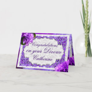 Personalise this Violet Carnations Divorce Card