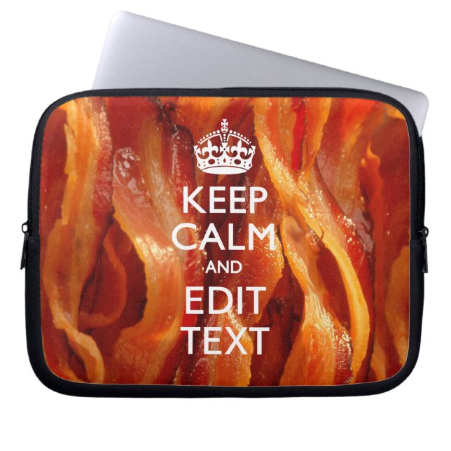 Personalise This with Keep Calm and Bacon Decor Laptop Sleeve (Front)