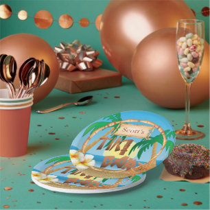 Personalise Tiki Bar Party Design Paper Plate