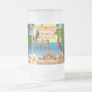 Personalise Tiki Bar Party Frosted Glass Beer Mug