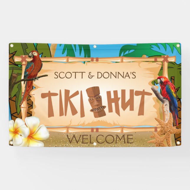 Personalise Tiki Hut in Paradise Welcome Design Banner (Horizontal)
