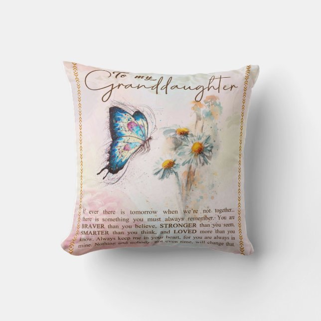 Personalise To My Granddaughter Butterfly Flower Cushion (Front)