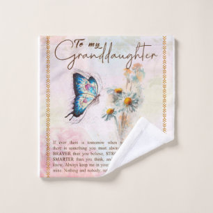 Personalise To My Granddaughter Butterfly Flower Wash Cloth