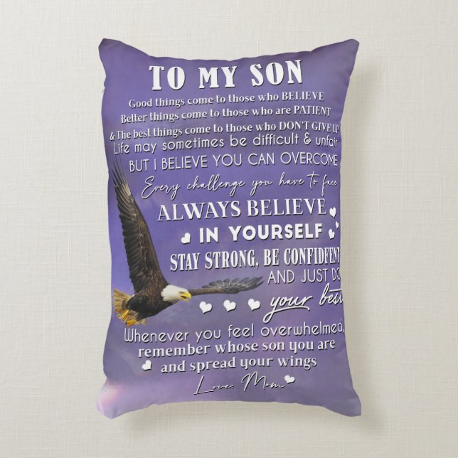 Personalise To My Son From Love Mum Gift Decorative Cushion (Front(Vertical))
