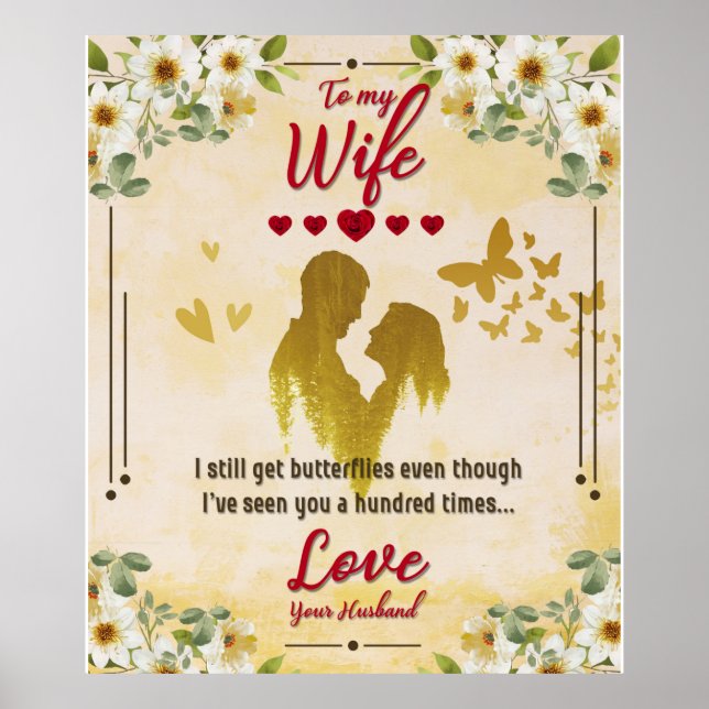 Personalise To My Wife From Husband Butterfly Gift Poster (Front)