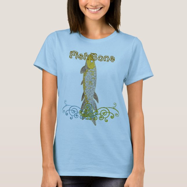 Personalise to say anything Fishbone Aqua Yellow T-Shirt (Front)