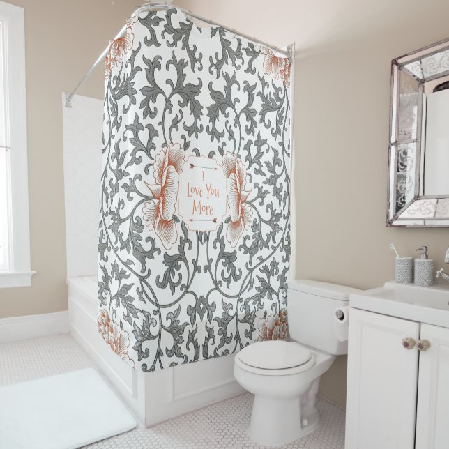 Personalise to say anything Modern Floral Pattern Shower Curtain (In Situ)