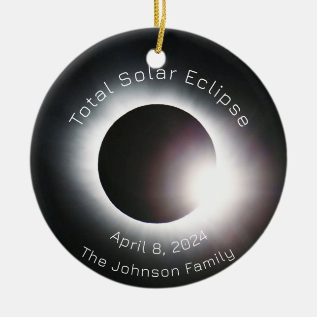 Personalise Total solar eclipse 2024 Ceramic Ornament (Front)