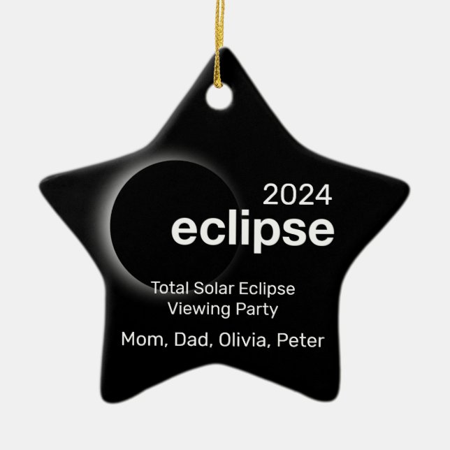 Personalise Total Solar Eclipse 2024 Ceramic Ornament (Front)