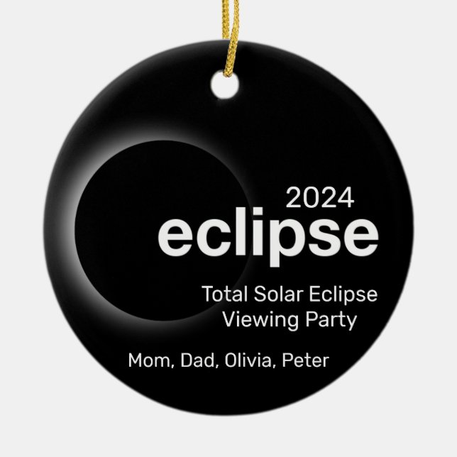 Personalise Total Solar Eclipse 2024 Ceramic Ornament (Front)