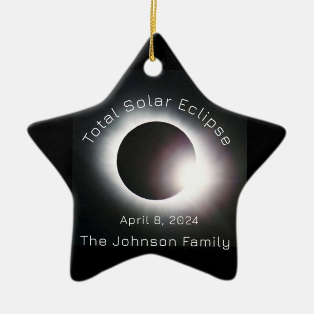 Personalise Total solar eclipse 2024 Ceramic Ornament (Front)