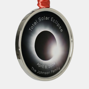 Personalise Total solar eclipse 2024 Metal Ornament