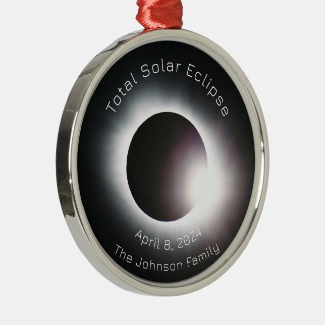 Personalise Total solar eclipse 2024 Metal Ornament (Right)