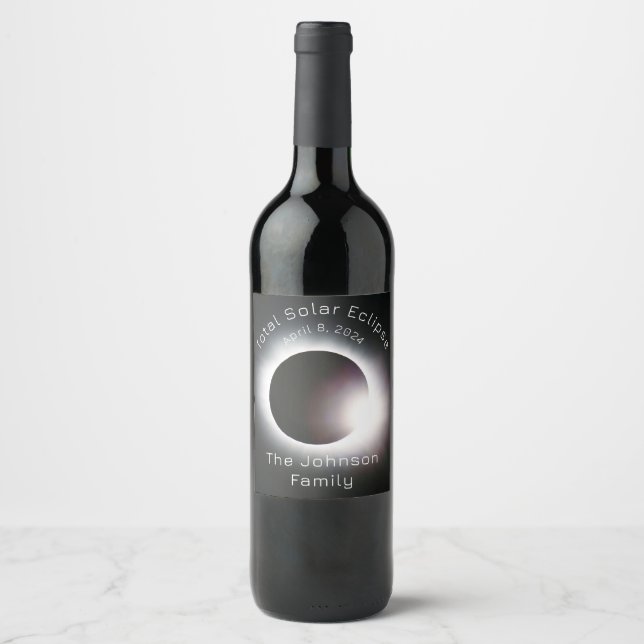 Personalise Total solar eclipse 2024 Wine Label (Front)