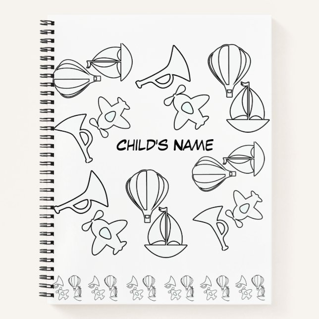 Personalise Toy Collection Kids White           Notebook (Front)