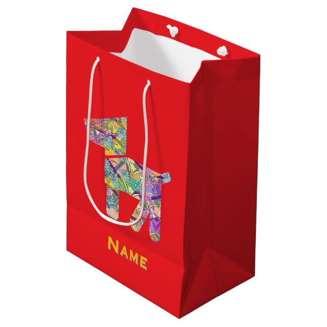 Personalise Toy Dog Novelty  Medium Gift Bag (Front Angled)