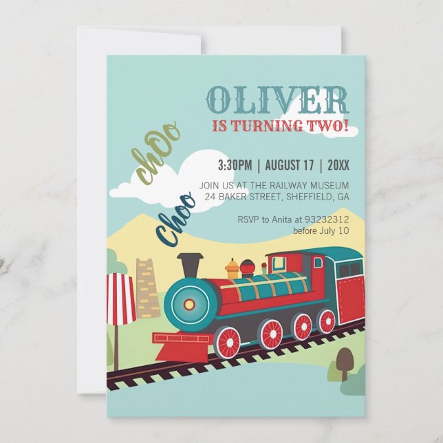 Personalise Train Party Kids Train Ticket Birthday Invitation (Front)