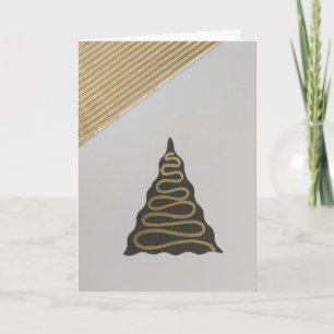 Personalise Tree with a gold line and gold sky Holiday Card