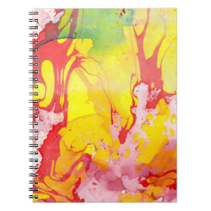 Personalise Trendy Modern Abstract Yellow Red  Notebook