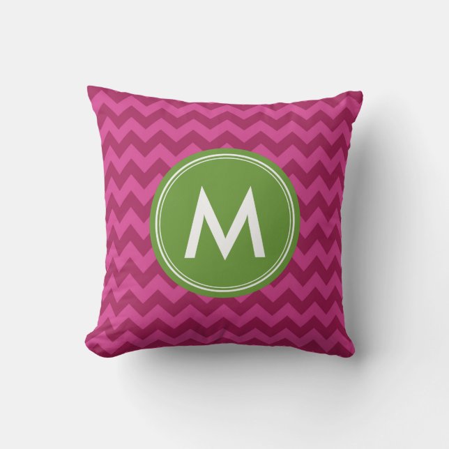 Personalise Trendy Purple Chevron Monogram Cushion (Front)