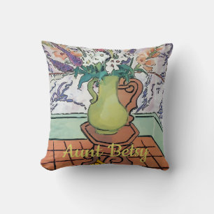 Personalise Tropical Ivy Flowers, edit text Cushion