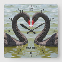 Personalise Two Black Swans birds in heart shape