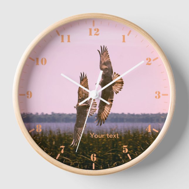 Personalise Two Ospreys in flight Clock (Front)