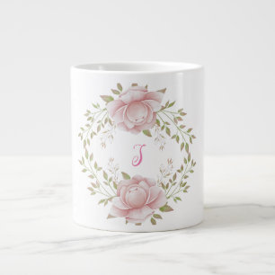 personalise typography vintage floral watercolor large coffee mug