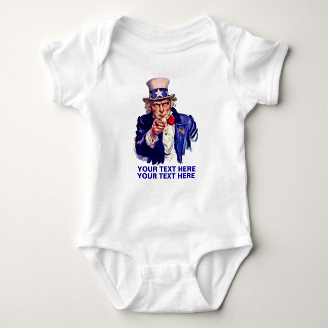 Personalise Uncle Sam Baby Bodysuit (Front)