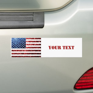 Personalise USA flag red blue sparkles glitters Bumper Sticker
