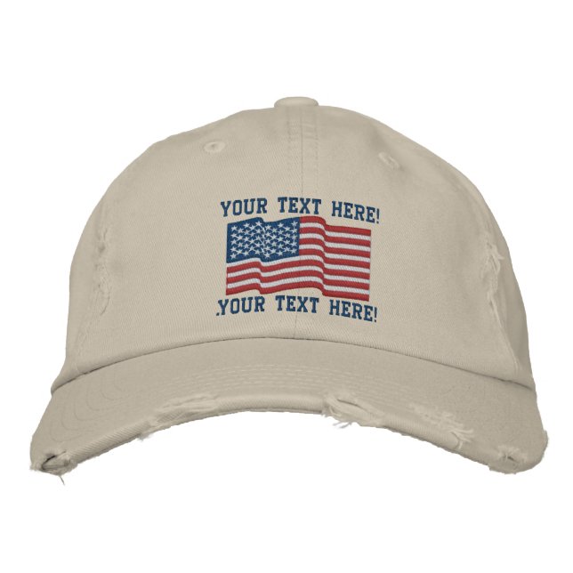 Personalise USA Stars 'n Stripes Embroidered Cap (Front)