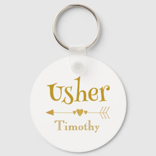 Personalise Usher Wedding Favour Gift Key Ring