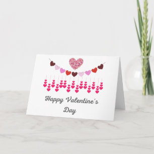 Personalise Valentines Day Card Pink Hearts